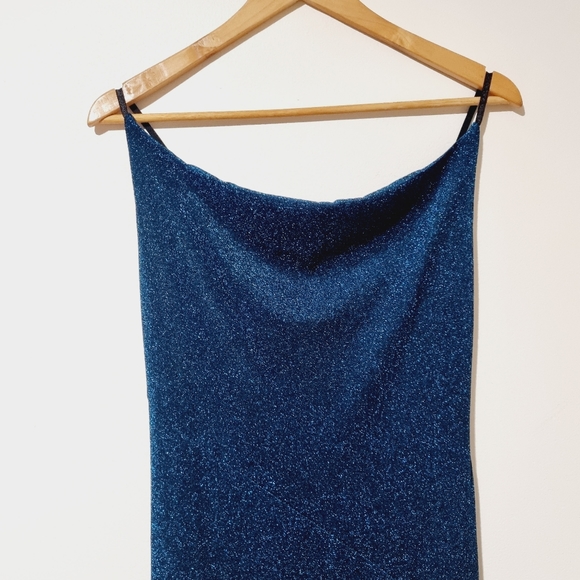 Shein Size L Blue Green Glittery Mermaid Maxi Bown Gown Cocktail Dress - Picture 6 of 10